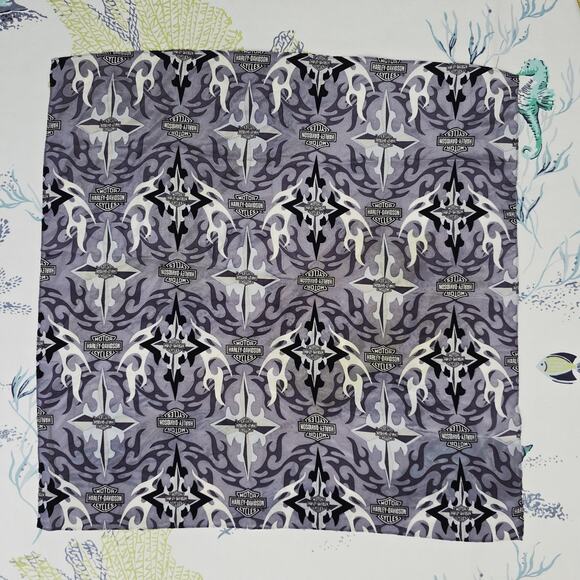 Vintage Silk Harley-Davidson Grey Scale Scarf - Picture 2 of 7